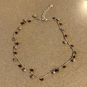Brighton Silver Tone Red Beaded Necklace